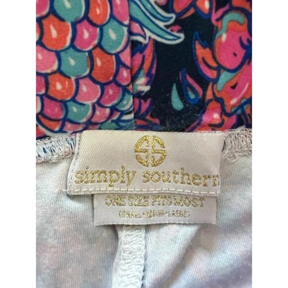 Simply Southern Pineapple Hibiscus Print Leggings- Size OS - Picture 5 of 6